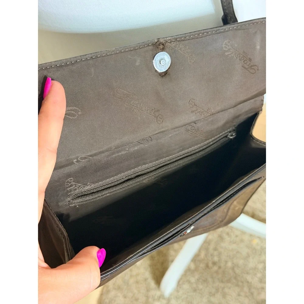 Fossil Brown Leather Crossbody Organizer Bag Vintage Distressed Flap Wallet